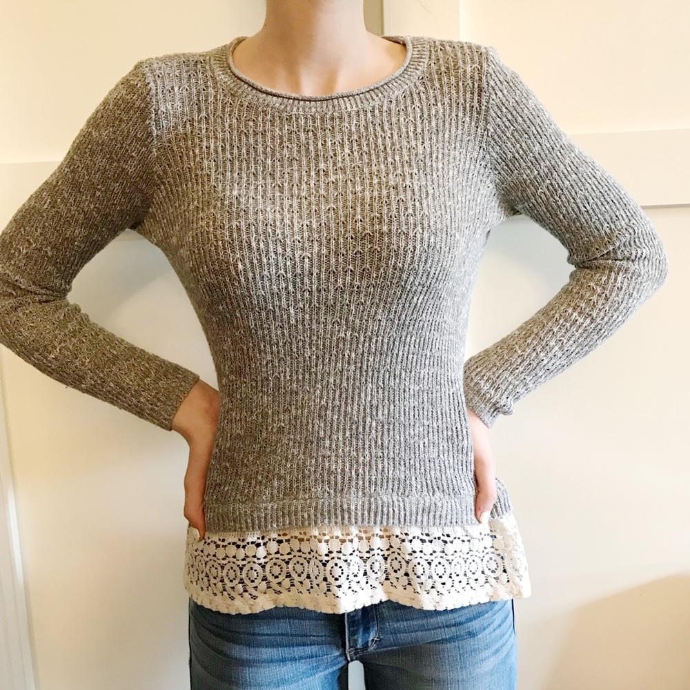 XS Hollister sweater with lace trim